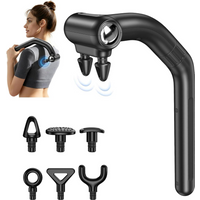 Dual Head Percussion Massage Gun with Extension Handle 3 in 1 Back Massager with 12 Massage Heads for Arm Shoulder Thigh Waist