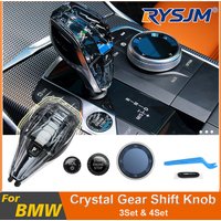 Crystal Gear Shift Knob Short Rod Type For BMW G20 G21 iX3 G08 X3 G01 X6 G06 X7 G07 X5 G05 Auto Crystal Gear Handle 3 Piece Set
