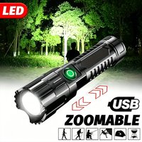 Super Bright LED Flashlight Rechargeable Tactical Zoomable Torch,Waterproof Search Light for Camping Emergency Hunting Cycling