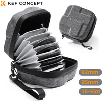 K&F CONCEPT 82mm/95mm Lens Filter Pouch Pockets Waterproof EVA Hard Shell Filters Bag For 10 Slots Lens Filters Holder Organizer