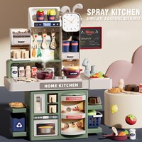 Children's Kitchen Set Simulation Cooking Toy with Spray Steam and Lights for Pretend Play Kids Play