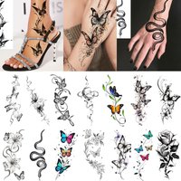 1 Sheet Sexy Flower Butterfly Temporary Tattoo Stickers For Adults Hand Foot, Waterproof Realistic Long Lasting Temp Fake Tatoos