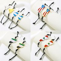 1PCS Stainless Steel Lebanon Nicaragua Syria Puerto Rico Map Flag Adjustable Hand Rope Bracelets for Women Men