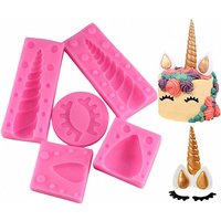 Unicorn Fondant Mold Set For Birthday Cake Decoration 3D Horn Ear Eyelash Silicone Mould Cupcake Toppers Chocolate Kitchen Tools