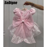 SoDigne A-line Tulle/Lace Flower Girl Dress 2026 Short Sleeves O-neck Girl Party Dresses Children's Birthday Gowns Customized