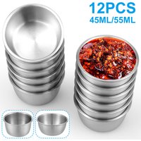 12 Pcs Sauce Dipping Bowl 304 Stainless Steel Dipping Cups Round Sauce Dishes 45/55ml Mini Reusable Seasoning Cups Dipping Cups