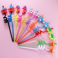 12pcs Reusable spiral straws with cute marine animal straw capsperfect party decorations for birthday parties and themed events