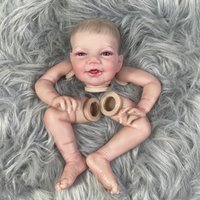 MRB 19 inch Finished Painted Reborn Doll Parts Charlie Vinyl Kit Cute Baby 3D Painting with Visible Veins Cloth Body Included