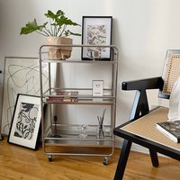 MOMO Metal Shelf Ins Modern Sundries Multi-layer Floor-to-ceiling Moveable Wheel Storage Rack Movable Side Table