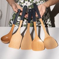 1 PCS Reusable Rice Scoop Durable Natural Wood Strainer Spoon High Quality Nonstick Cooking Colander