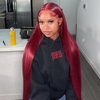 200 Density 13x4 13x6 Full Frontal Lace 99j Burgundy Preplucked Colored Straight Frontal Wig HD Transparent Lace Human Hair Wigs