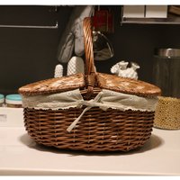 Large Size Wicker Bamboo Handheld Storage Basket Picnic Basket Gift Fruit Basket with Lid Country Style Outdoor Entertainment
