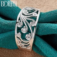 DOTEFFIL 925 Sterling Silver AAAAA Zircon Pattern Ring For Woman Fashion Wedding Engagement Party Gift Charm Jewelry