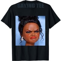 Angry Disgusted Black Doll Face Meme T-Shirt Y2k Women's Fashion Angry Disgusted Black Doll Face Graphic Apparel Novelty Tees