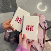 Personalized name letter Leather Passport Holder Shadow Travel Wallet Honeymoon Travel Trip Accessories Birthday Gifts for Women