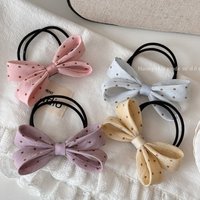 Sweet polka dot fabric three-dimensional bow hair band, hair rope, rubber band, high elastic headrope, hair accessories.