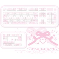 MAIMOOO Pink Bow Keycaps MOA/Cherry Profile PBT Sublimation Cute Blue Black Lace Bowknot Keycaps for Aula Mechanical Keyboard