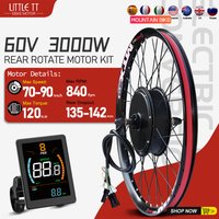 AliExpress LITTLE TT 60V 3000W Electric Bike Conversion Kit 26-29inch 700C Rear Wheel Brushless Hub Motor with UKC1 Display For Ebike Conversion Kit