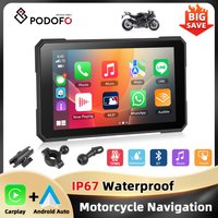 Podofo 5'' Touch Screen Motorcycle Carplay Android Auto IP67 Waterproof Bluetooth GPS Brightness Adjustment Smart Screen Player