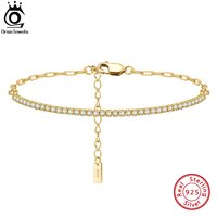 ORSA JEWELS – Bracelet chaîne de Tennis en argent Sterling 925, demi-chaîne en zircone transparente AAAA pour femmes, bijoux à la mode SB141