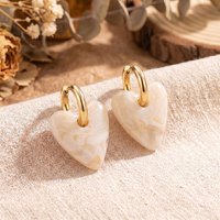 Big Resin Love Heart Stainless Steel Hoop Earrings for Women Retro Classic Multicolor Simple Heart Charm Earrings Female Jewelry