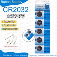 CR2032 3V 220mAh Lithium Button Coin Battery High Capacity for Watch Toy Calculator Car Remote Control Electronic Devices