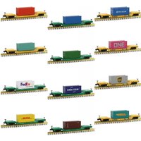 Evemodel N Scale Center-Depressed Flat Car Model Railway Wagon with 20ft Container C15069