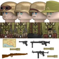 WW2 Military German North African Legion Soldiers Figures Building Blocks Army Infantry Warrior Weapons Parts Bricks Toys Kids