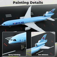 20cm Korean MD-11 Toy Airplane Model Kit 1/300 Scale Alloy Diecast Airplane Model with Stand wheel for Collections and Displays