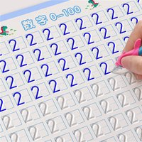 Children's Groove Magic Calligraphy Practice Book, Beginner's Number and English Writing Practice Book, Fun Reusable Copybook Set—Learning Materials, Suitable for Writing, Drawing, and Art Activities,