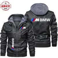 AliExpress BMW Motorcycle LOGO Cycling Suit PU Leather Jacket Windproof Men's Hooded Jacket BMW M-Power Car Logo Print Team Racing Suit