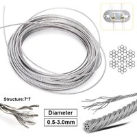 3Rolls~1Roll 0.5-3mm Diameter 7X7 Structure 304 stainless steel wire rope thin cable softer fishing lifting cable