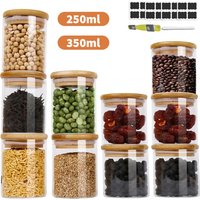10pc/20pc Glass airtight jar 250ml/350ml Glass Sealed Jar with Bamboo Lid Spice Jars Transparent Split Bottle Storage Tank Snack Candy Storage Jar