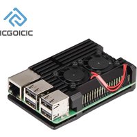 For Raspberry Pi 4 3 Model B 3B Plus Aluminum Case with Dual Cooling Fan Metal Shell Enclosure for RPI Raspberry Pi 4 3 Model