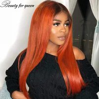 Transparent HD Lace Frontal Wigs 1B Ginger Orange Long Straight High Quality Brazilian Colored Human Hair Wig For Women
