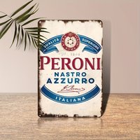 Vintage Peroni Nastro Azzurro Italian Beer Metal Tin Sign, Rustic Iron Wall Plaque for Home, Bar, Restaurant, Garage Decor, Pr