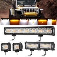 Auxbeam 3/4/7/12/20inch Dual Color 6 Modes Spot Beam LED Work Light Bar for Truck Pickup Offroad