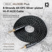 KBEAR AUX08 Plus 8 core OFC Silver-plated Hi-Fi AUX Cable 1.4m/2m 3.5MM/2.5MM/4.4MM Earphones headphones headset AUX Cable