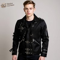Michael Jackson Cosplay, MJ Stage Punk Jacket, Heavy Metal Performance Costume