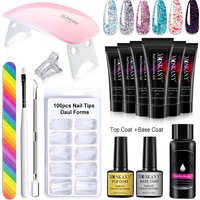 Poly Nail Gel Full Set With 6W LED Lamp Nail Set For Beginner Nail Tips Art 3D Design Decoration Extension Manicure Tools Kit