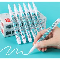 12Pcs White Permanent Marker Pen for Fabric Wood Leather - Alcohol-Based Oily Waterproof Graffiti Gel Pen for Tire Painting