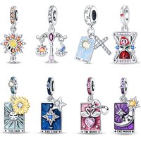 925 Sterling Silver Star Sun Moon Lucky Divination Tarot Cards Charms Beads Fit 3mm 925 Original Bracelets Fine DIY Jewelry Gift