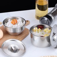 1Pcs Small Soup Bowl Steamed Egg Bowl with Lid Stainless Steel Rice Bow Korean Cuisine Kitchen Tableware Children Bow