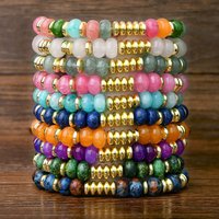1pc Bohemian Colorful Natural Stone Elastic Bracelet Women's Fashion Sweet Festival Party Handmade Jewelry