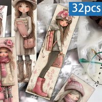 32pcs, Pink Winter Outfit Theme Bookmarks, Christmas, Teacher Gift, Back-To-School Holiday Gifts, Creative Artistic Designs