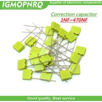 100pcs Polypropylene Safety Plastic Film 100V 1nF ~ 470nF 100nf 220nf 10nf 47nf 22nf 1nf 0.47uf 0.1uf Correction capacitor