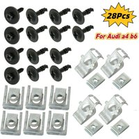 28Pcs For Audi A4 B8 A5 8T Car Undertray Engine Under Covers Fixing Clips Shield Trim Panel Screws Auto Repairing Accessories