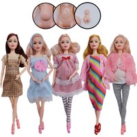 Educational Toy Pregnant Dolls for Children with Two Babies and Random Shoes Accessories Fashion Clothes Gift for Girl Games