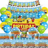 Cartoon Story Birthday Party Decorations Kit Paper Banner Plates Cups Napkins Tablecloth for Baby Shower Kids Party Favors Gift