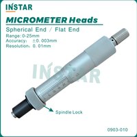Micrometer Heads 0-25mm x 0.01mm Flat End and Spherical Clamp Nut End DIN863 Industrial Quality